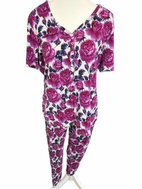 Posh Peanut - Women's Short Sleeve Loungewear - Violet - Large (8-10)